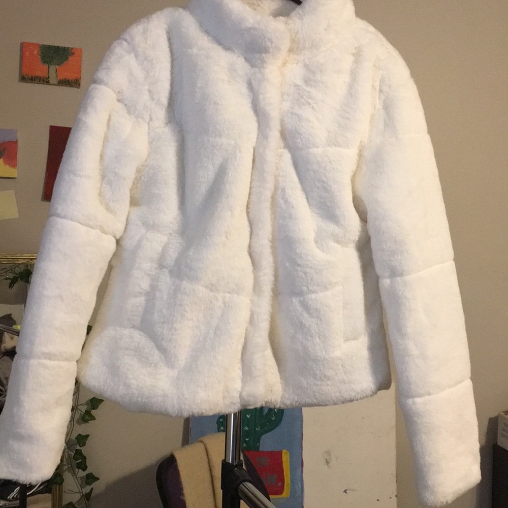 White fluffy jacket